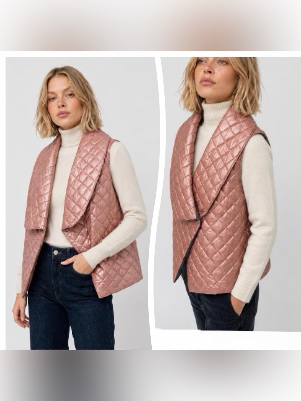 NWT SOFT SURROUNDINGS Snowline Metallic
Quilted Jacket in Rose Gold